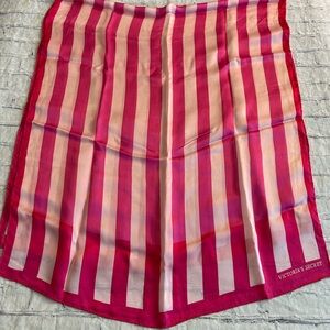 VICTORIA’S SECRET BARBIECORE PINK TWO-TONE STRIPPED SILK OBLONG SCARF O/S